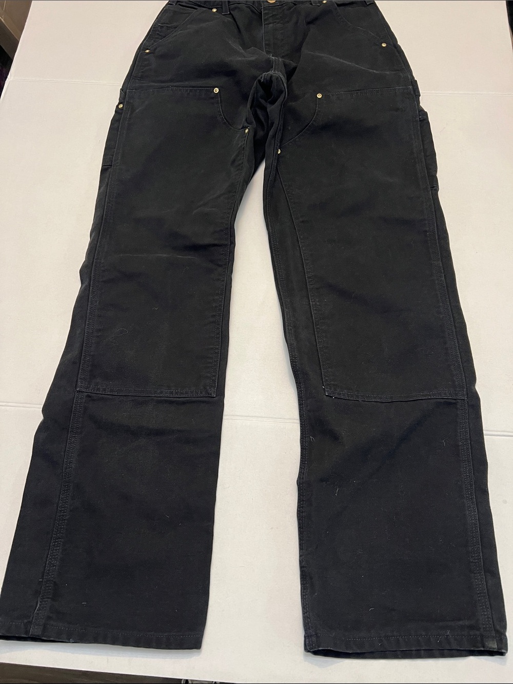 VINTAGE Y2K CARHARTT USA UNION MADE DOUBLE KNEE WORK PANTS BLACK SIZE 31x34 - Picture 4 of 12